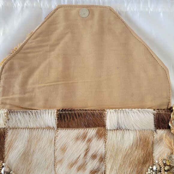 ibBan Anthropologie Hair on Hide Embellished Crossbody Bag w/ Braided Strap - Picture 11 of 16